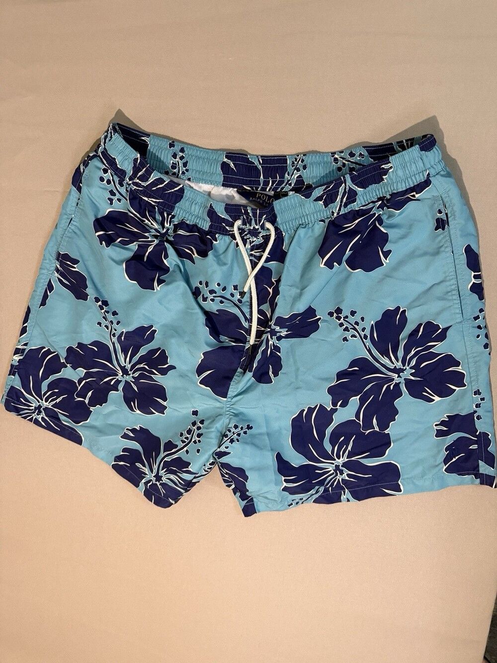 Polo Ralph Lauren Swim Shorts Mens Teal/Navy Drawstring 2X Beach Summer Trend